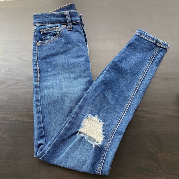 Dark-Wash Topshop ripped jeans - Picture 1 of 2